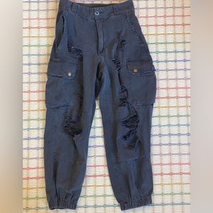 CARMAR DISTRESSED BLACK CARGOS: size 6 (more like 0)